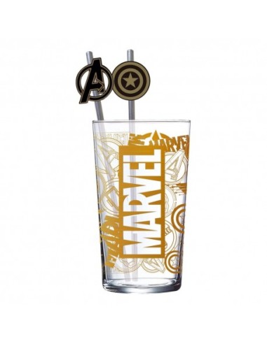 Marvel Vaso Tumbler con pajitas metálicas 485 ml – Comic