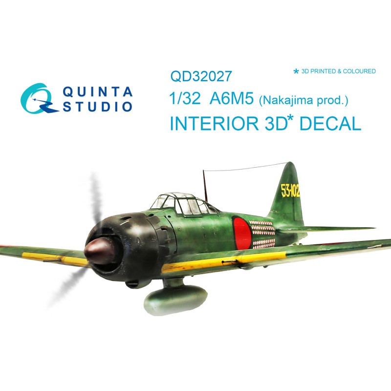 Décalcomanie Mitsubishi A6M5 (Nakajima prod.) Intérieur imprimé en 3D et coloré sur papier autocollant (conçu pour être utilisé