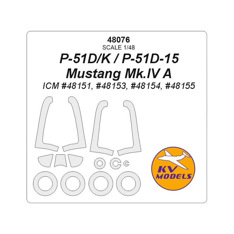 P-51 nord-américain + masques de roues (conçus pour être utilisés avec les kits ICM) 48151, 48153, 48154, 48155) [P-51D, P-51K,