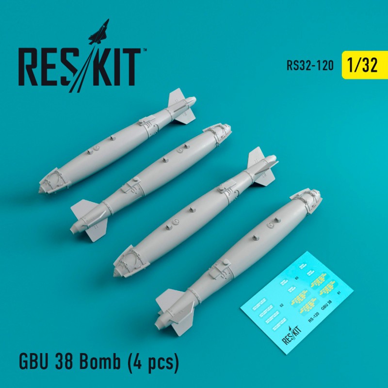 Bombe GBU-38 (4 pièces) (conçue pour être utilisée avec les kits AFV Club, Hasegawa, Revell, Tamiya et Trumpeter)