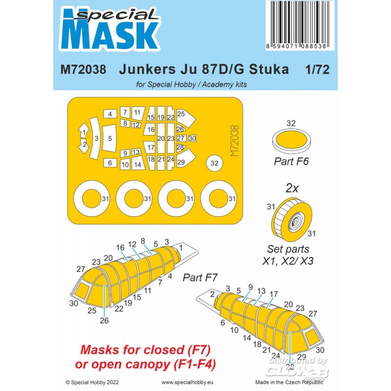 Accessoire Masque Junkers Ju 87D/G Stuka / pour les kits spéciaux Hobby et Academy