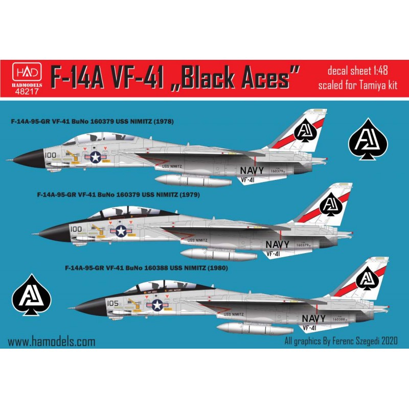 Décal Grumman F-14A Tomcat Black Aces/ USS Nimitz
