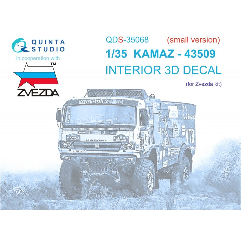 KAMAZ-43509 3D-Printed & coloured Interior on decal paper SMALL VERSION (designed to be used with Zvezda kits) (SMALL VERSION)