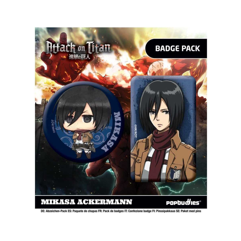 Attack on Titan pack 2 badges Mikasa Ackermann