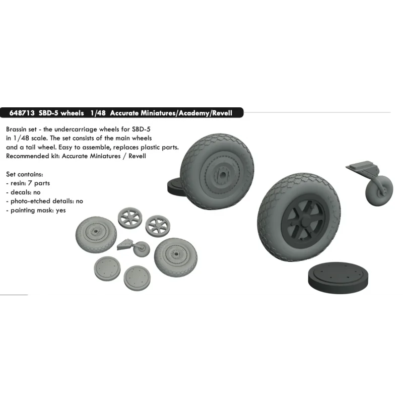 Roues Douglas SBD-5 Dauntless 1/48 (conçues pour être utilisées avec les kits Accurate Miniatures et Revell) (sortie décembre 20