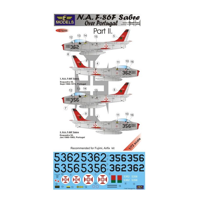 Décal F-86F Sabre nord-américain au-dessus du Portugal, partie II.
