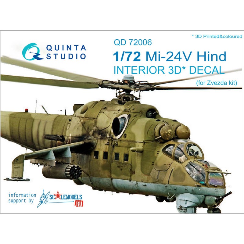 Décalcomanie Mil Mi-24V/VP Hind E Intérieur coloré et imprimé en 3D sur papier autocollant (conçu pour être utilisé avec les kit