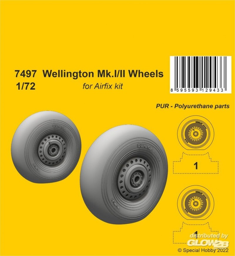 Accessoire Roues de Wellington Mk.II 1/72 / pour kit Airfix