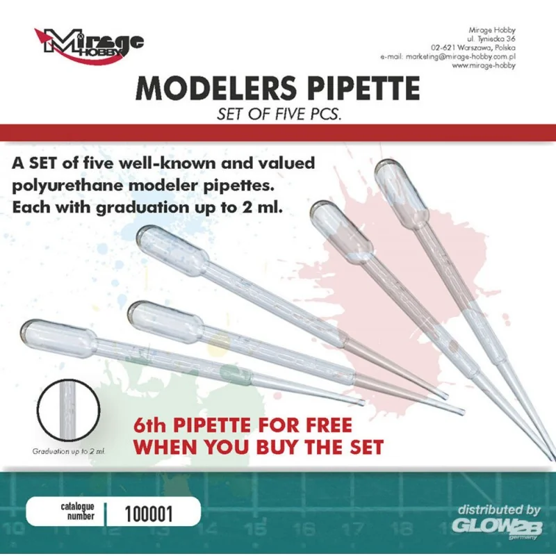 PIPETTES MIRAGE MODELLERS (5 pièces + 1 pièce gratuite / chaque 2 ml)