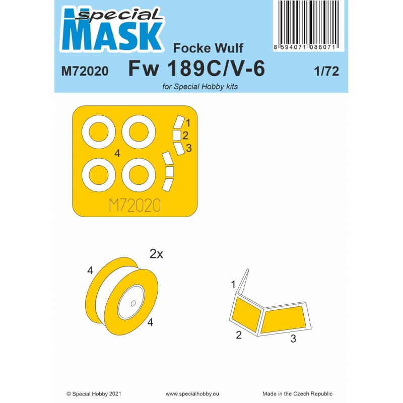 Masque de roue et de verrière Focke-Wulf Fw-189C/V-6 (à l'extérieur uniquement) (conçu pour être utilisé avec les kits Special H