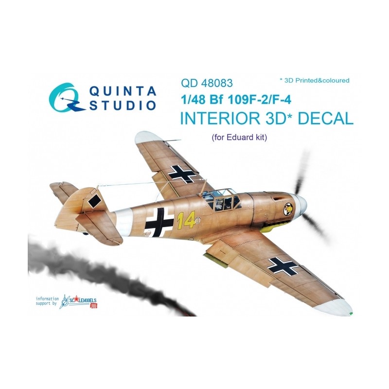 Décalcomanie Messerschmitt Bf-109F-2/F-4 Intérieur coloré et imprimé en 3D sur papier autocollant (conçu pour être utilisé avec