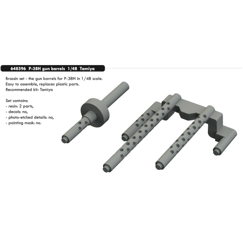Canons de pistolet Lockheed P-38H Lightning (conçus pour être utilisés avec les kits Tamiya)