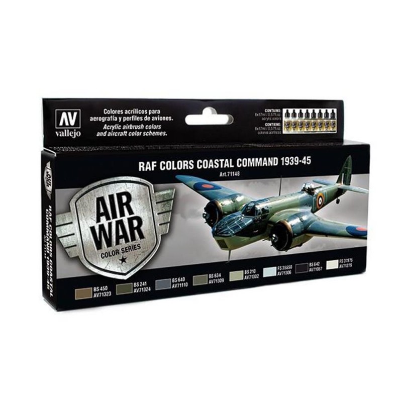 Vallejo Air War Color : set de 8 couleurs acryliques en 17 ml - RAF Colors Coastal Command 1939-1945