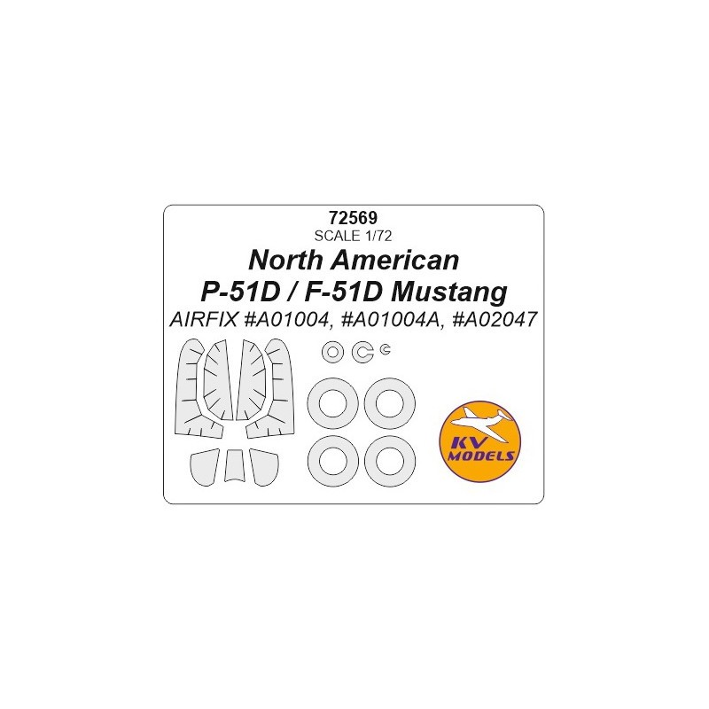 North-American P-51D Mustang + masques de roues (conçu pour être utilisé avec les kits Airfix AX01004, AX01004A, AX02047) [P-51D