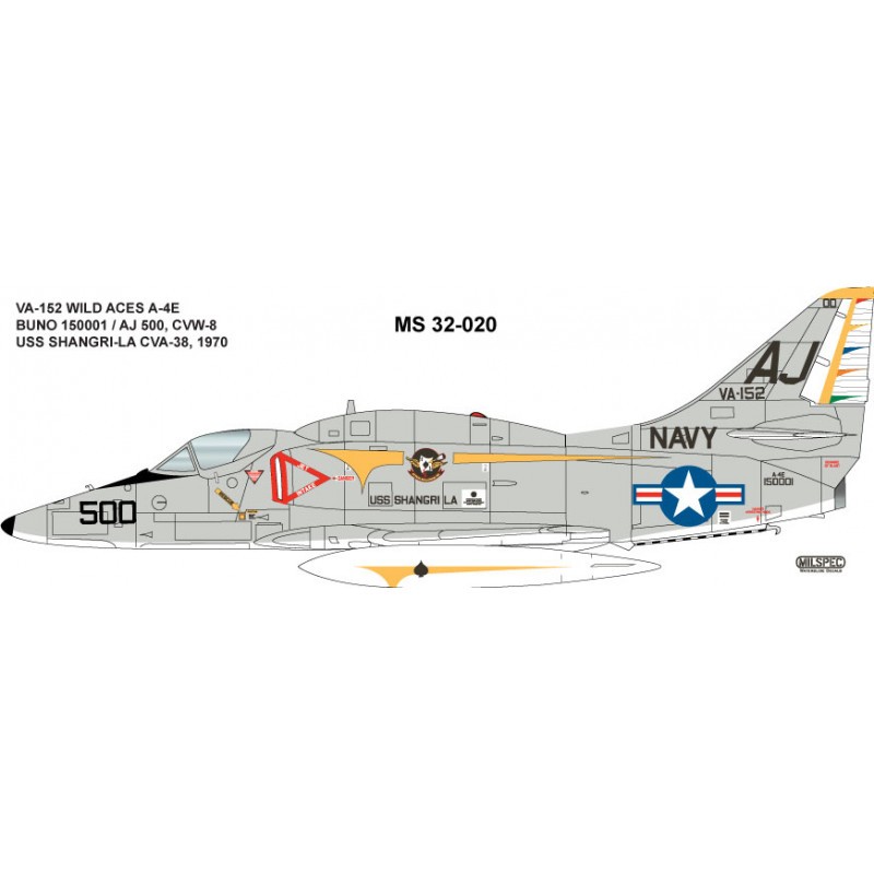 Décal Douglas A-4E Skyhawk VA-152 Wild Aces 1970 USS SHANGRI-LA CVA-38