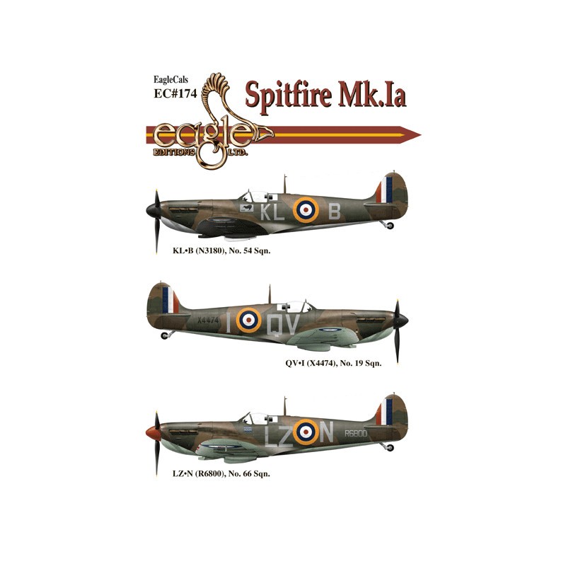 Décal Supermarine Spitfire Mk.Ia KL*B (N3180)