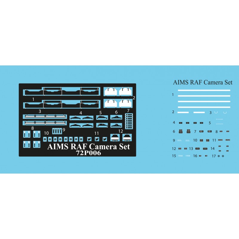 Ensemble de caméras RAF - comprend 2x F8, 2x F24, 2x F52, 2x commandes de caméra, 2x boîtes de sélection de caméra, 1x PE, 1x dé