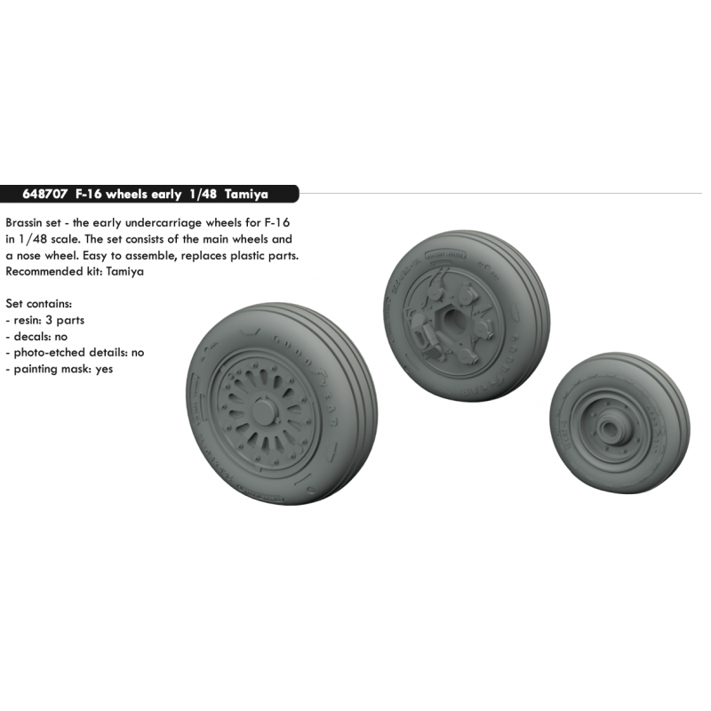 Roues Lockheed-Martin F-16C début 1/48 (conçues pour être utilisées avec les kits Tamiya) (sortie décembre 2021)