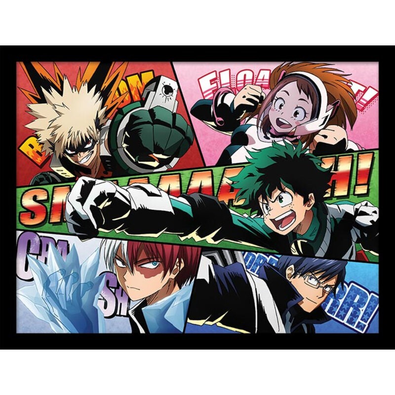 Poster My Hero Academia: Comic Action 30 x 40 cm Impression encadrée
