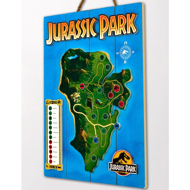 Poster Jurassic Park tableau en bois WoodArts 3D Isla Nublar 30 x 40 cm