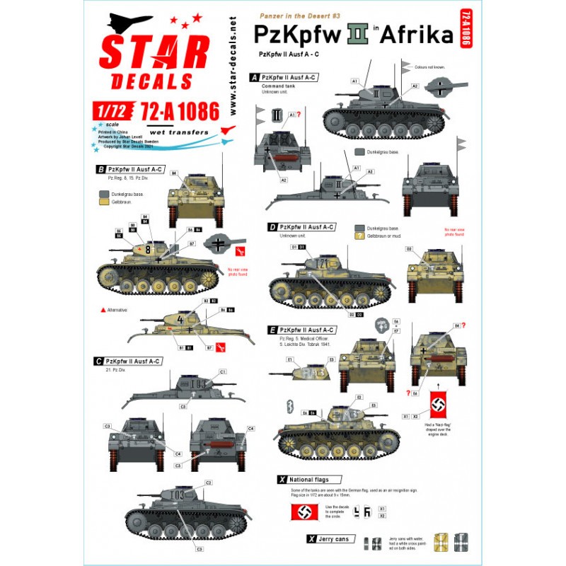 Décal Panzer in the Desert 3. Pz.Kpfw.II Ausf.AC, en Afrique du Nord
