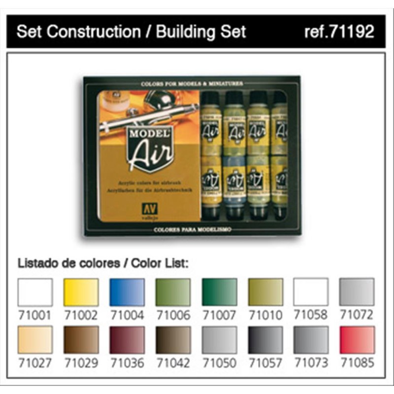 Peinture Vallejo MODEL AIR Couleur: set 16 couleurs acryliques 17 mlBulding Set