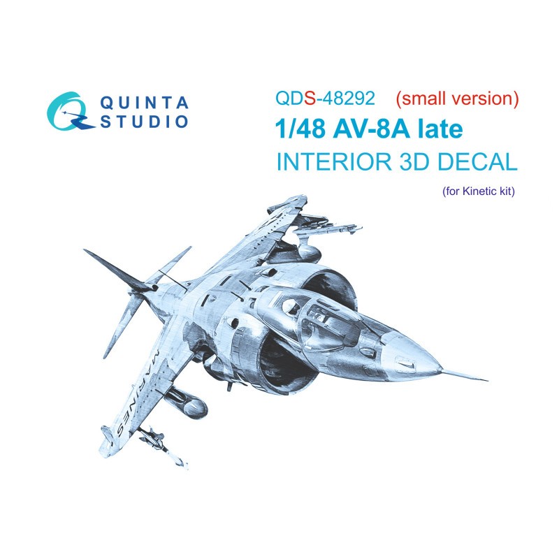 McDonnell-Douglas AV-8A Late 3D-Printed & coloured Interior on decal paper (designed to be used with Kinetic Model kits) (SMALL