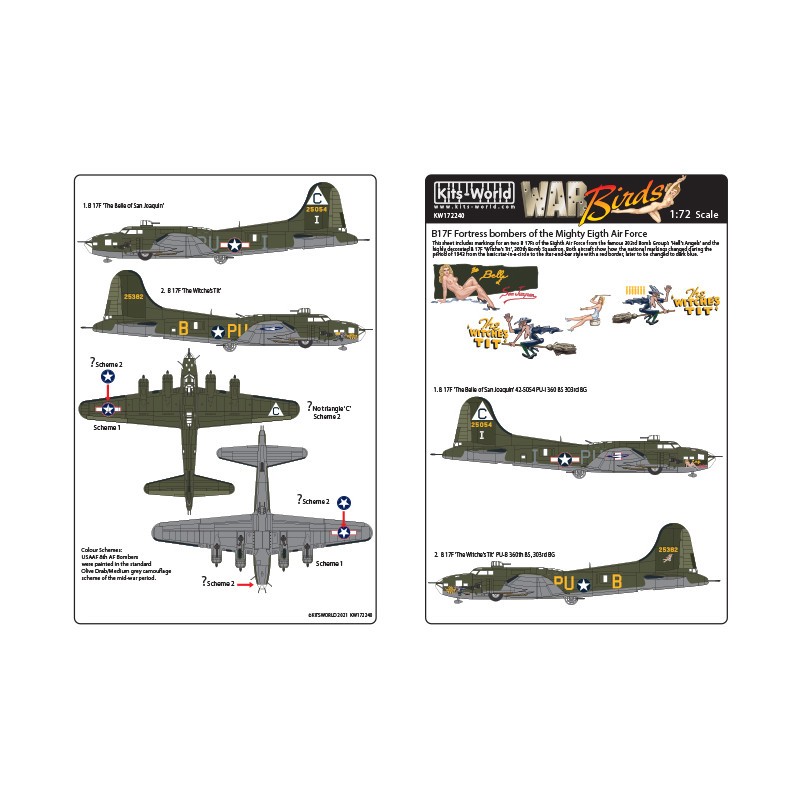 Décal Boeing B-17 Flying Fortress du 303rd BG 'Hell's Angels' B-17F The Belle of San Joaquin 42-5054 PU-I 360 BS 303rd BGB-17F 4