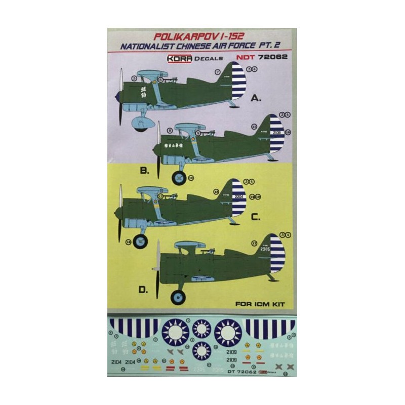Décal Polikarpov I-152 AF nationaliste chinois - partie 2