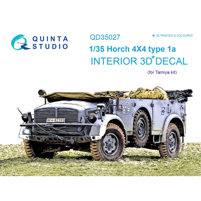 Décalcomanie Horch 4X4 type 1a Intérieur imprimé en 3D et coloré sur papier autocollant (pour kit Tamiya)