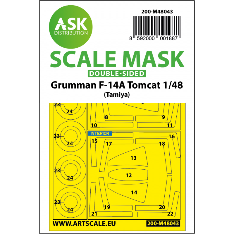Masques de roue et de verrière Grumman F-14A Tomcat (intérieur et extérieur) (conçus pour être utilisés avec les kits Tamiya)