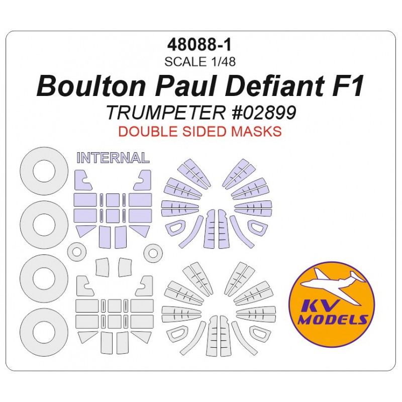 Boulton-Paul Defiant Mk.I (conçu pour être utilisé avec Trumpeter TU02899) - roues et masques de peinture de verrière (intérieur