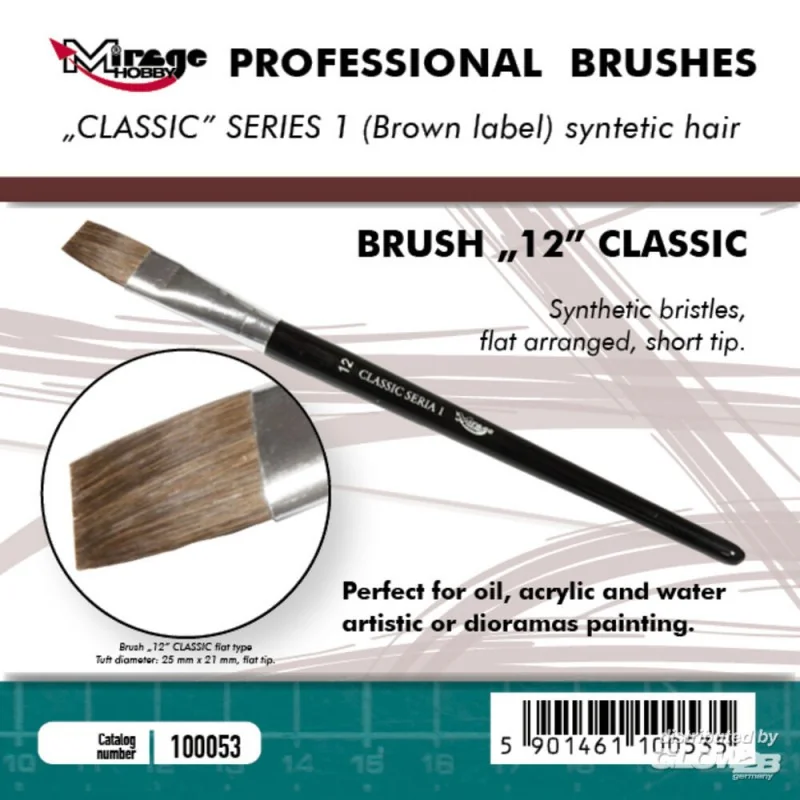 Pinceau MIRAGE BROSSE PLATE HAUTE QUALITÉ SÉRIE CLASSIQUE 1 taille 12