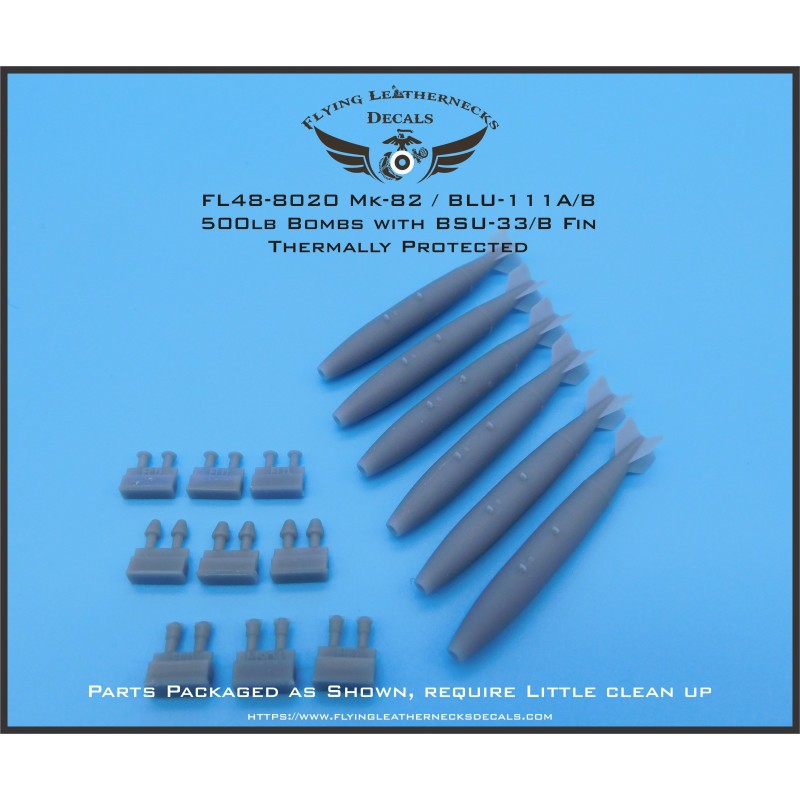 Mark 82 / BLU-111A/B avec aileron BSU-33 - Résine 3D thermiquement protégée 6 bombes