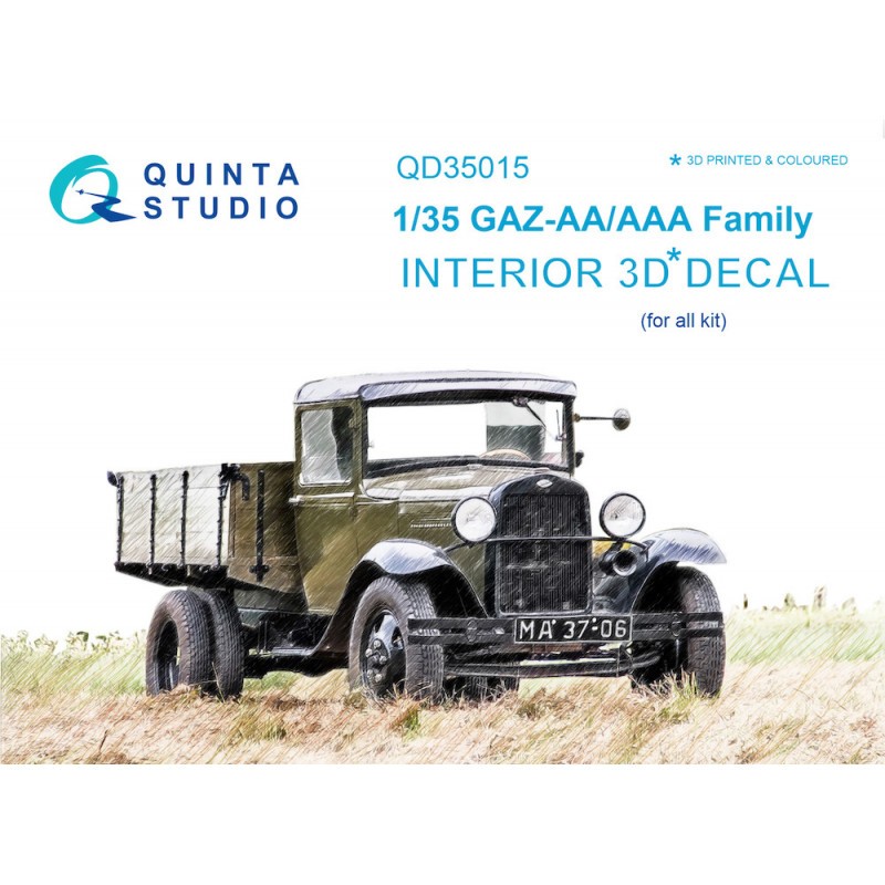 Décalcomanie Intérieur coloré et imprimé en 3D de la famille GAZ-AA/AAA sur papier autocollant