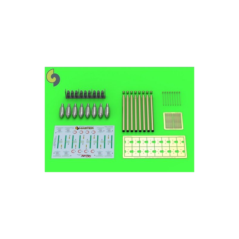 Fusée britannique 3 pouces RP-3 avec têtes SAP de 60 LB (8 pièces) ? pour les premiers rails Mk.I ? utilisé sur Typhoon, de Havi