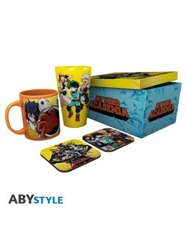 MY HERO ACADEMIA – Pack Vaso XXL + Taza + 2 Coasters "Heroes"