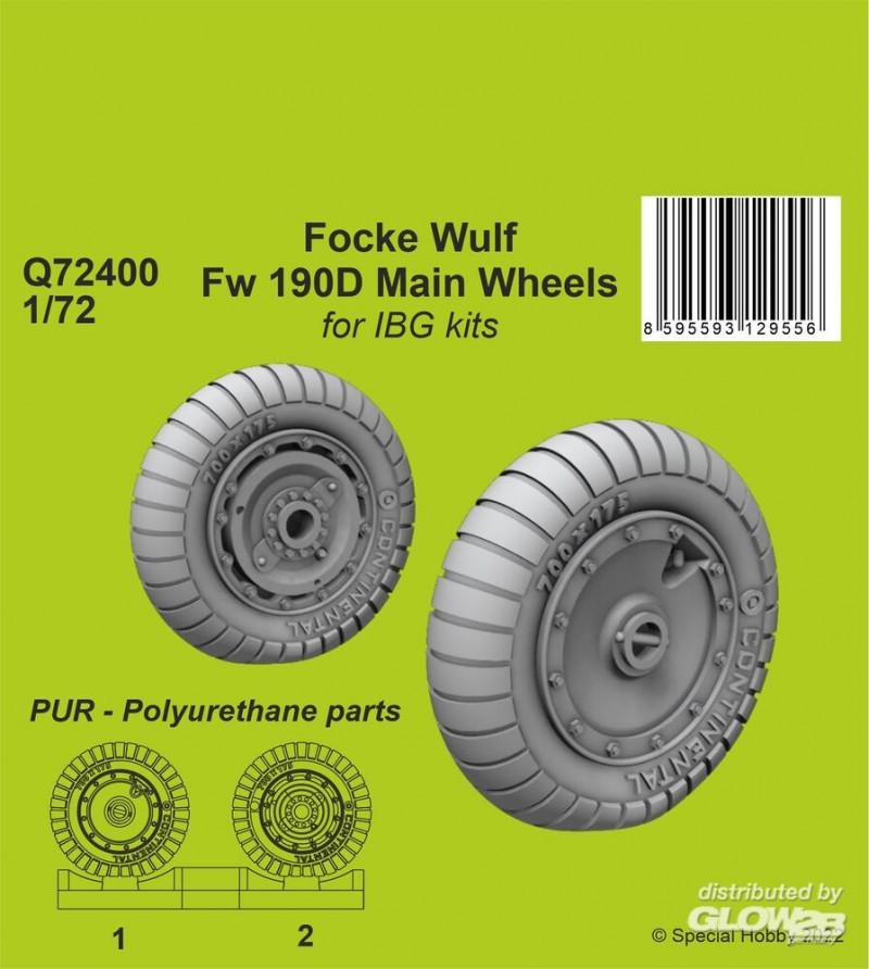 Maquette Roues principales de Focke Wulf Fw 190D-9 / pour kits IBG 1/72