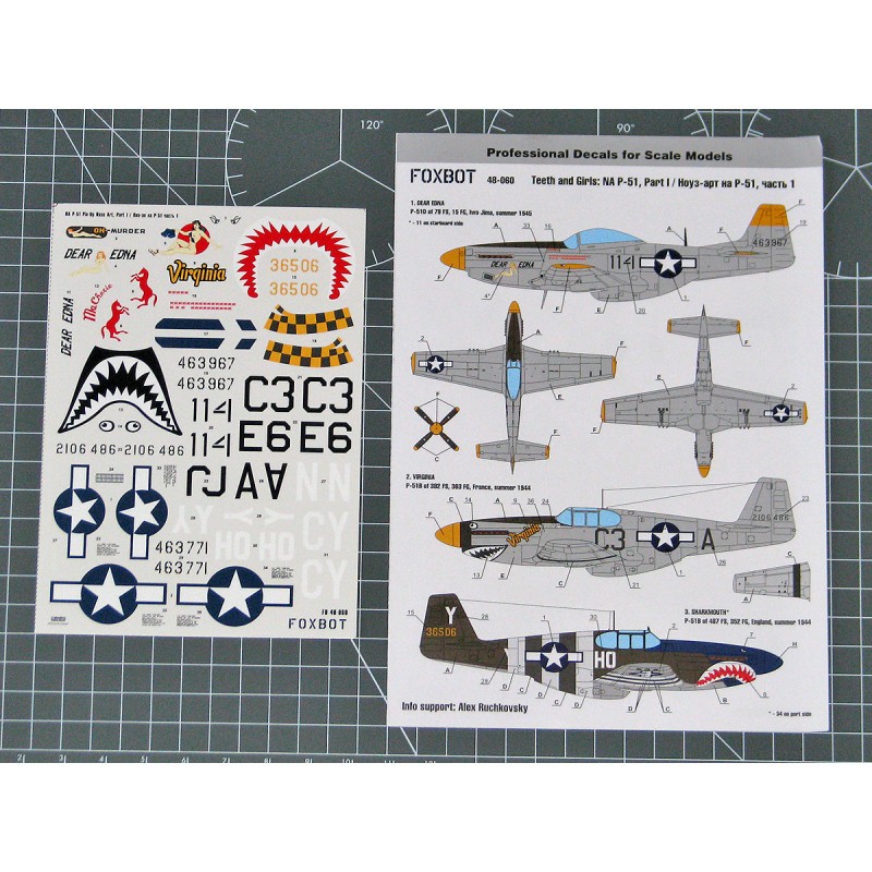 Décal North-American P-51 Mustang Nose art, Part 1 POCHOIRS NON INCLUS