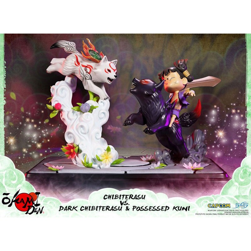Okamiden statuette Chibiterasu vs. Dark Chibiterasu & Possessed Kuni 33 cm