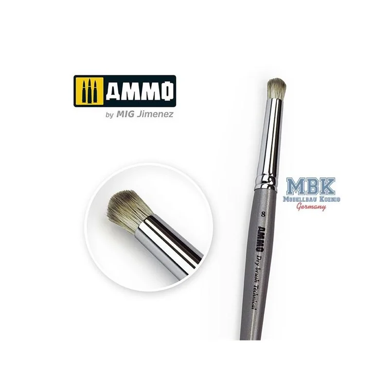 Pinceau 8 Brosse technique à brosse sèche AMMO