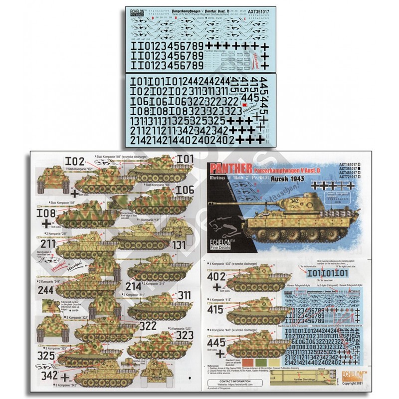 Décal Lot 2' Pz.Abt.51 Panther Ds Koursk 1943