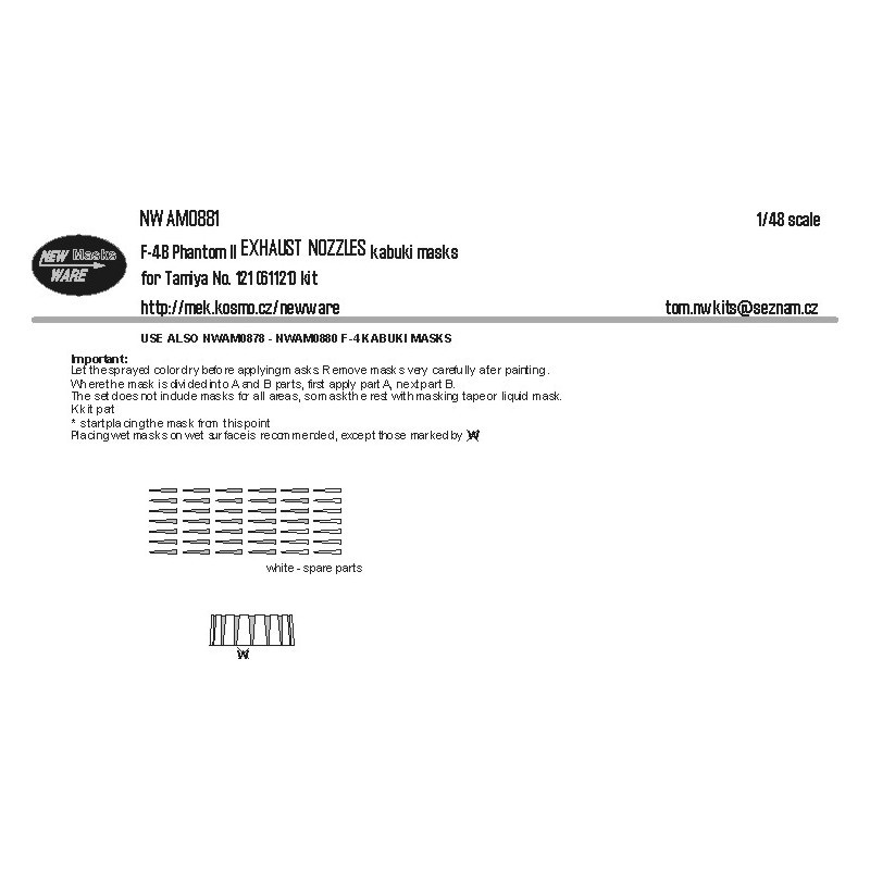 De retour en stock! Masques kabuki McDonnell F-4B Phantom II EXHAUST NOZZLES (conçus pour être utilisés avec les kits Tamiya)