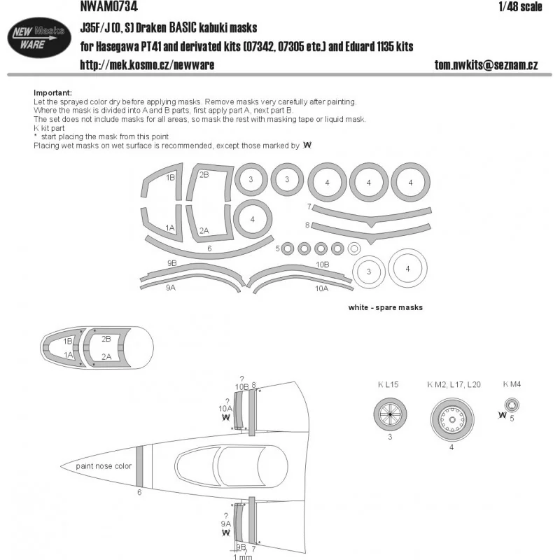 Ensemble BASIC Saab J-35F/J-35J Draken (O,S) (conçu pour être utilisé avec les kits Eduard et Hasegawa)
