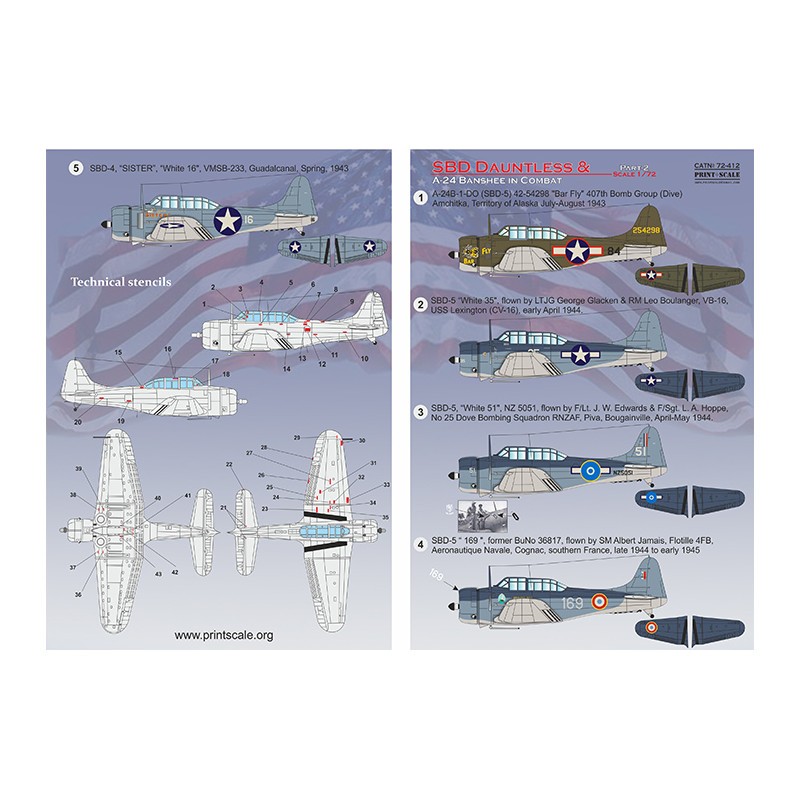 Décal Douglas SBD Dauntless & A-24 Banshee au combat Partie 21. A-24B-1-DO (SBD-5)