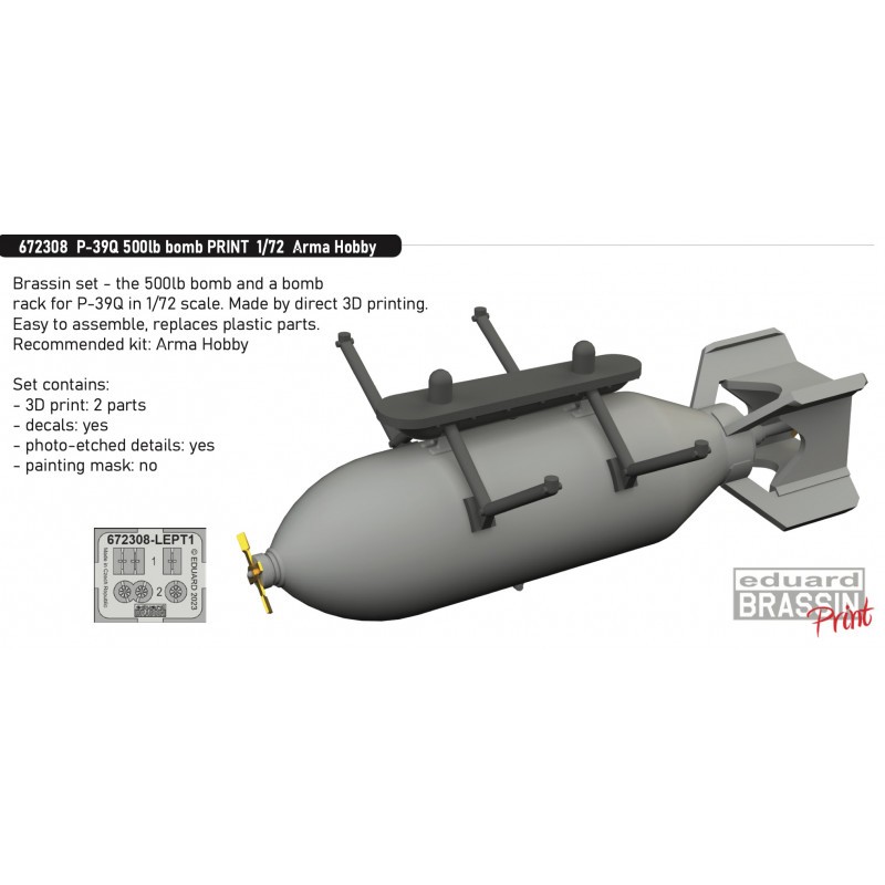 Bell P-39Q Airacobra 500lb bomb PRINT 1/72 (designed to be used with Arma Hobby kits)[Cactus Air Force] MARCH RELEASE EXPECTED T