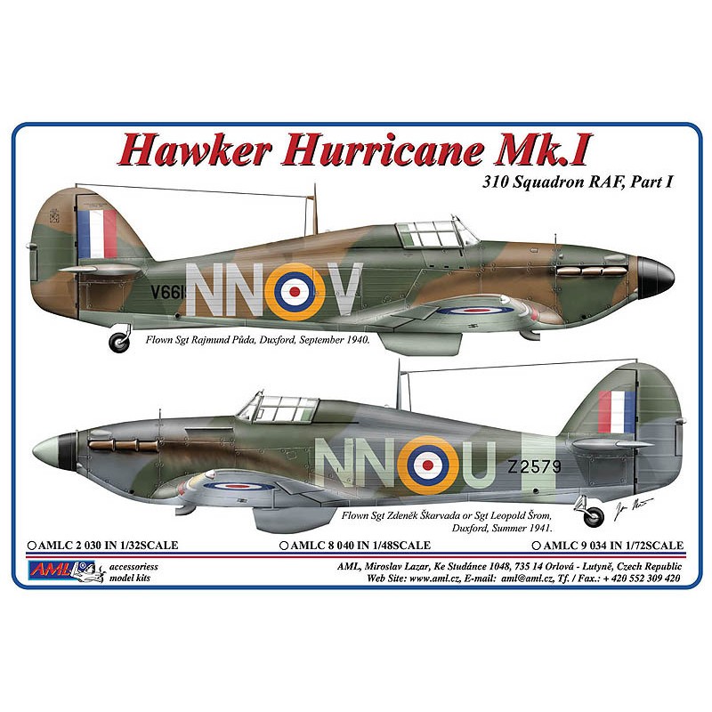 Décal 310e Escadron RAF, Partie I / Hawker Hurricane Mk.I ??' NN@U & NN@V