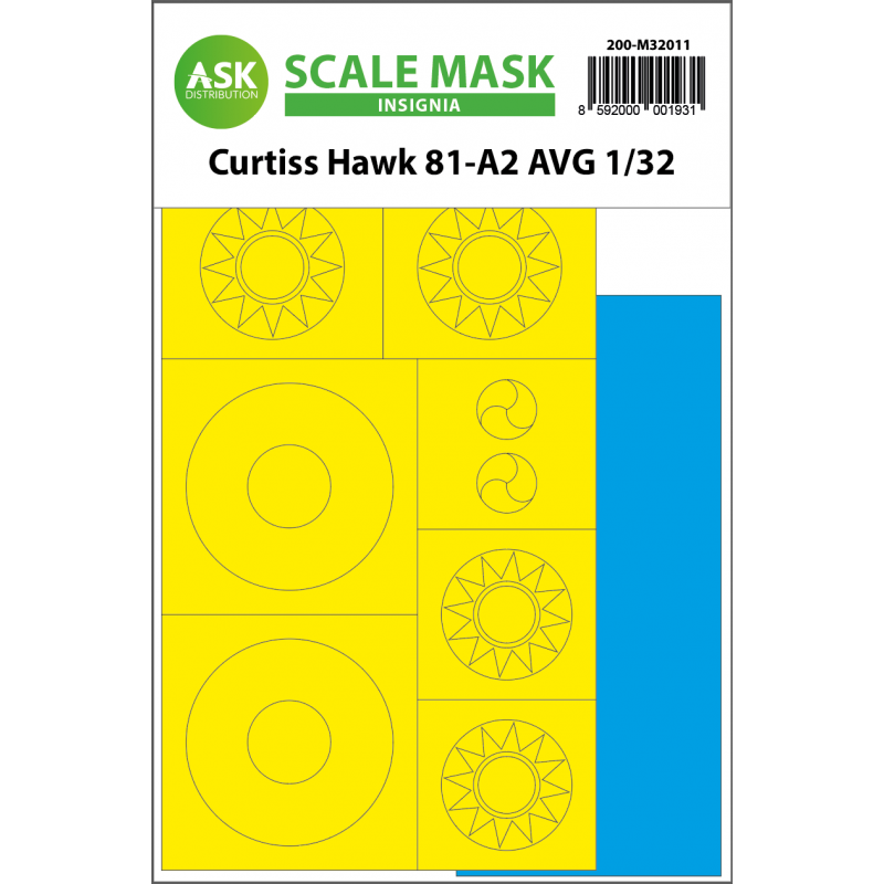Masques Curtiss Hawk 81-A2 AVG INSIGNIA (conçus pour être utilisés avec les kits Great Wall Hobby)