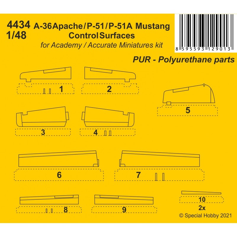 Accessoire Surfaces de contrôle nord-américaines A-36 Apache / P-51 / P-51A Mustang