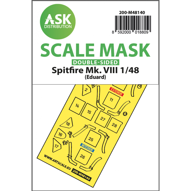 Accessoire Spitfire Mk.VIII double-sided express fit mask for Eduard